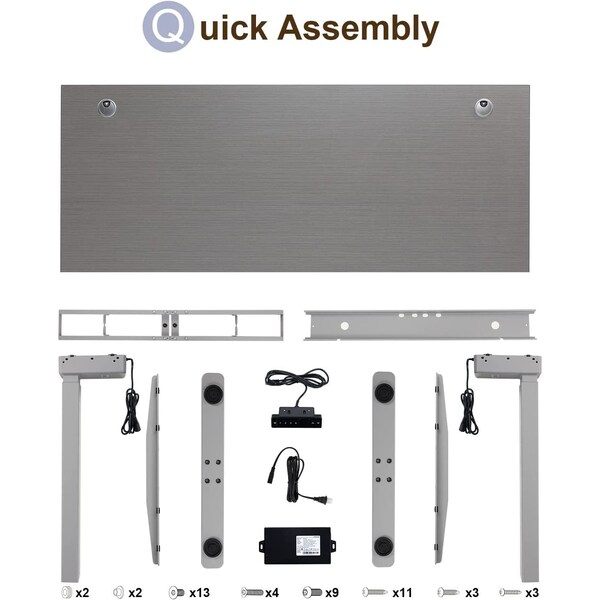 Lift It, 72x24 Electric Sit Stand Desk, 4 Memory/1 USB LED Control, Grey Strand Top, Silver Base